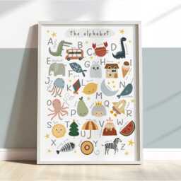 Personalised Set Of Gallery Wall Prints in Blue, Toddler Bedroom & Playroom Decor, Neutral Kids Room Wal Art - thumbnail 2