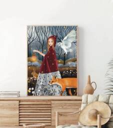 A4 A5 Limited Edition Print - Forest Fantasy Art Print Poster Enchanted Woodlands Fox Animals Hare
