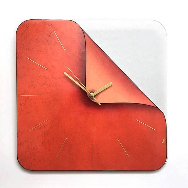 Orange Rectangle Wall Clock Unusual Funky Clock - image 1