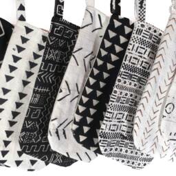 Mud Cloth Christmas Stocking Mudcloth Black with White Triangle Print - thumbnail 3