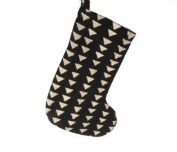 Mud Cloth Christmas Stocking Mudcloth Black with White Triangle Print - thumbnail 1
