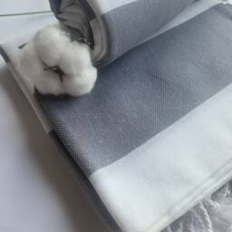 Turkish Peshtemal Towel Eco-Friendly Natural Cotton, Black & White Striped - thumbnail 3