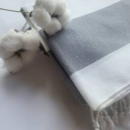 Turkish Peshtemal Towel Eco-Friendly Natural Cotton, Black & White Striped - thumbnail 2