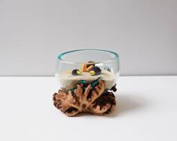 Blown Glass, Melted Molten Hand Recycled Woodland, Succulent Planter, Flower Vase, Table Decor, Mother Loss Gift - thumbnail 1