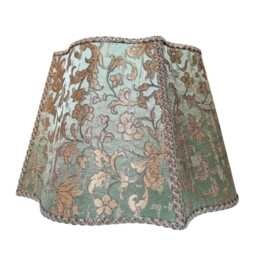 Fancy Square Lampshade Rubelli Fabric Silk Jacquard Green & Gold Les Indes Galantes Pattern - Handmade in Italy - thumbnail 3