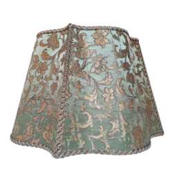 Fancy Square Lampshade Rubelli Fabric Silk Jacquard Green & Gold Les Indes Galantes Pattern - Handmade in Italy - thumbnail 2