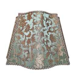 Fancy Square Lampshade Rubelli Fabric Silk Jacquard Green & Gold Les Indes Galantes Pattern - Handmade in Italy