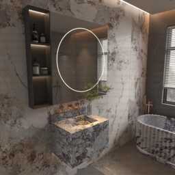 Wall Mounted Calacatta Marble Vanity Floating Bathroom Sink, Customizable - thumbnail 3