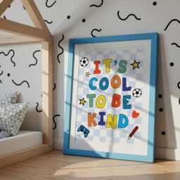 Children's Bedroom Print - It's Cool To Be Kind Flowery Pink Version - thumbnail 3