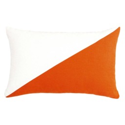 Cream White Persimmon Orange Decorative Cushion, Lumbar Oblong Rectangular, Throw Pillow Cover - thumbnail 2