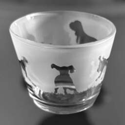 Bracco Italiano Tealight - Rustic Glass Tea Light Holder With Bracco Italiano Dog Frieze Design - thumbnail 1