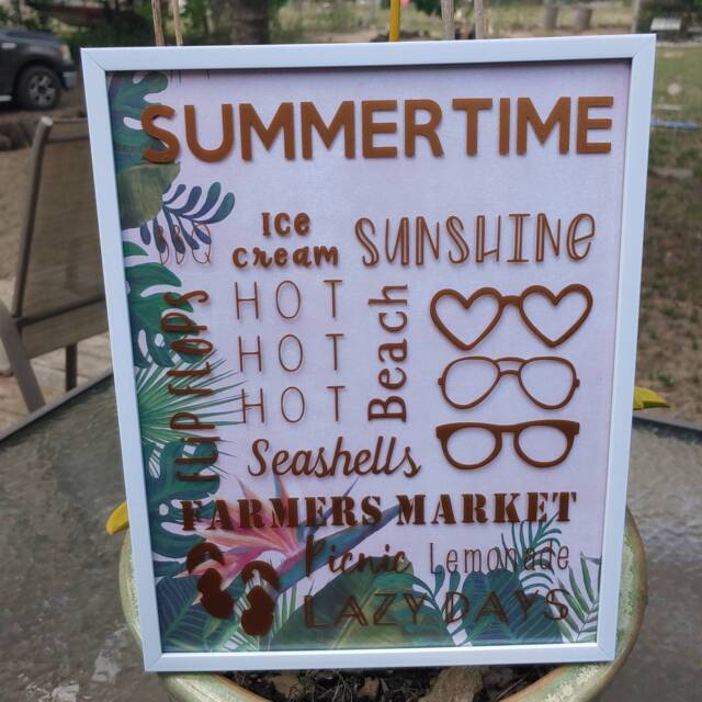 Summertime Summer Wall Home Decor Sign Frame - Subway Style - image 1