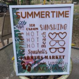 Summertime Summer Wall Home Decor Sign Frame - Subway Style - thumbnail 1