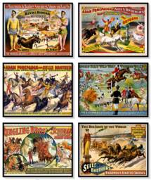 Circus Horses Acrobat Show Vintage Posters Set Of 6 Prints - thumbnail 1