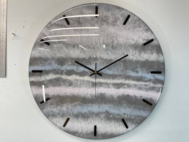 50cm Large Grey Pink & Blue Modern Resin Wall Clock, Unusual Abstract Clock - image 1