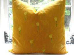SaleBoth Sides Designer Decorative Pillow Cover - 20x20Throw PillowAccent -Tulips Design . Yellow-Green-Deep Orange - thumbnail 1