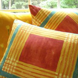 SaleBoth Sides Designer Decorative Pillow Cover - 20x20Throw PillowAccent -Tulips Design . Yellow-Green-Deep Orange - thumbnail 2