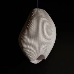Long White Ripple Lampshade - Pendant Light Contemporary Modern- Art Deco- Sculpture W32cm X H46cm - thumbnail 3