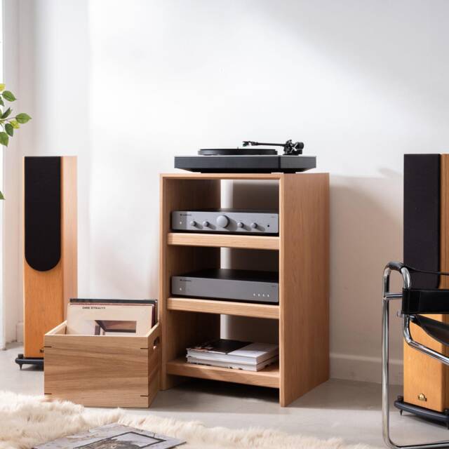 Solid Oak Equipment Rack For Turntable & Amplifiers - Handcrafted Hifi Cabinet - image 1
