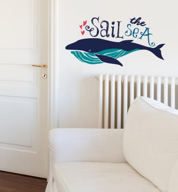 Sail The Sea With Big Whale Billy Wall Sticker Decal - Quotes, Decals, Words, Inspiration, Decor, Family