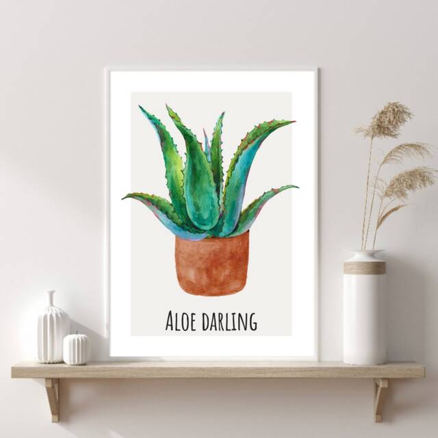 Aloe Darling Print, Flower Wall Art, Boho, Modern Kitchen Home Decor, Gift Ideas, Prints, Posters - image 1