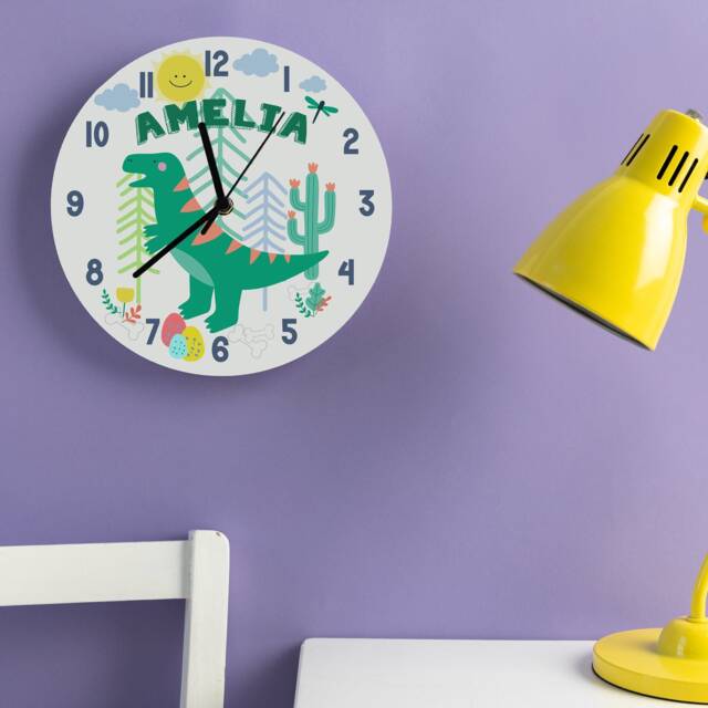 T-Rex Children's Dinosaur Bedroom Wall Clock - Kids Tyranosaurus - image 1