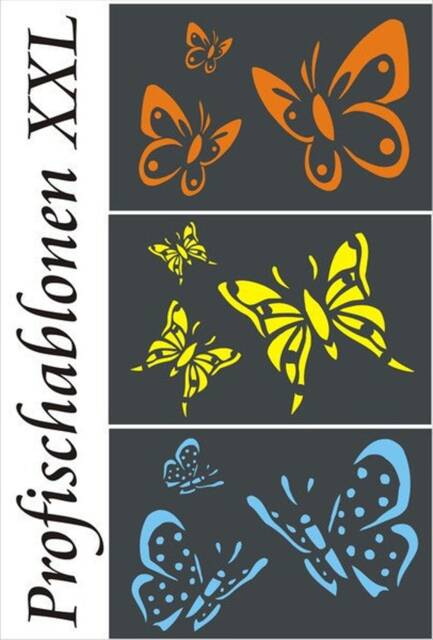 Wall Stencils, Painter Design Children's Motifs, Wall Decoration - Set Of 3 Butterflies - Each 33 X 24 cm