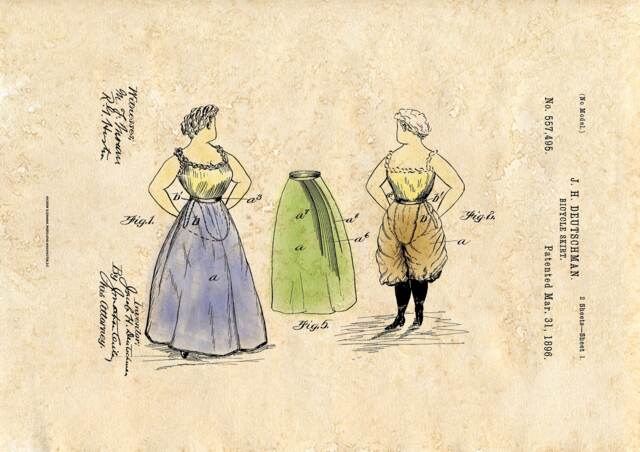 Bicycle Skirt Patent Art Print 1896 Historic Fashion - A4/A5 - image 1