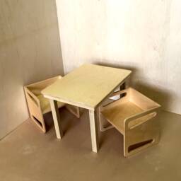 Cube Chair - 4 & Table Set For Kids, Weaning Set, Wooden Montessori Adjustable Toddlers - thumbnail 4