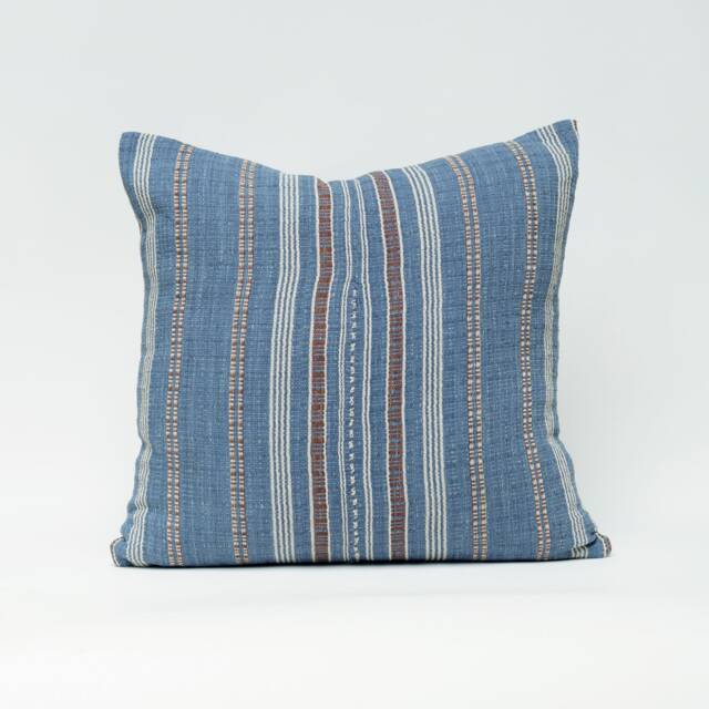 Handwoven Hill Tribe Cotton Throw Pillow Cover Striped Rustic Weave - 20x20 - image 1
