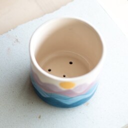 Unique Planter Ceramic Flower Pot, Sea & Sun Theme Tropical Decor, Plant Pot Unique, Cute - thumbnail 3