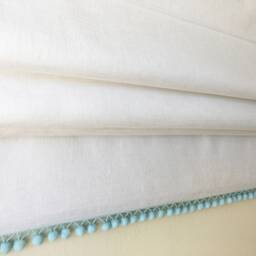 Cordless Cotton Roman Shade With Pom Trim - thumbnail 2
