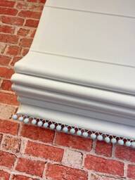 Cordless Cotton Roman Shade With Pom Trim - thumbnail 1