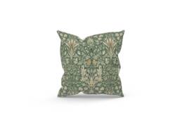 Handmade William Morris Snakeshead Cushion, Forest Green Decor