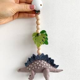 Dinosaur Stroller Toy, Dinosaur Pram Mobile, Accessories, Montessori Toys, Nobile, Baby Shower Gift, Decor - thumbnail 2