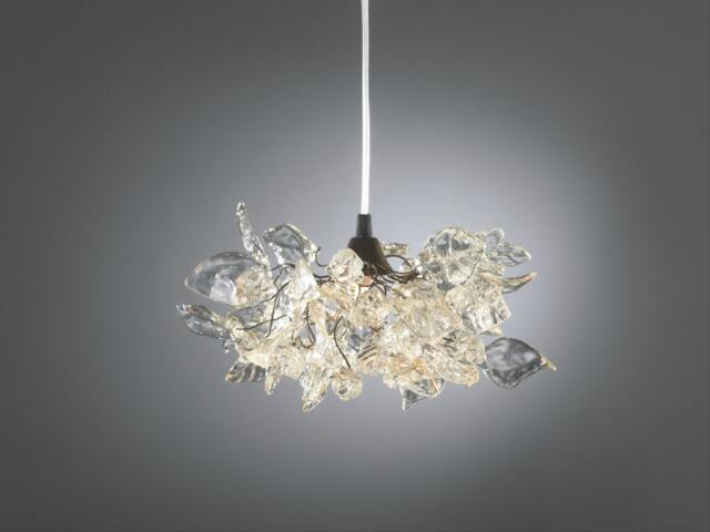 Floral Pendant Light Clear Resin Flowers, Unique Ceiling Lighting - image 1