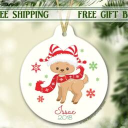 Christmas Ornament For Boy- Personalized - Baby Deer Reindeer Baby's 1st Boy First - thumbnail 3