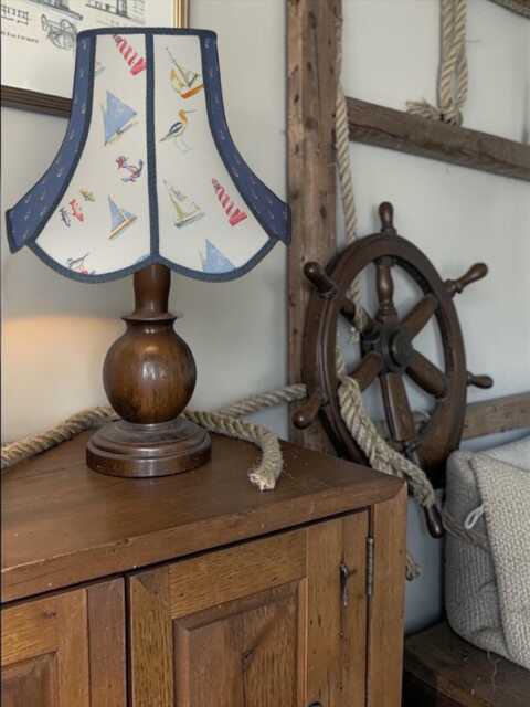 Nautical Anchor & Padstow Fabric Lampshade Handmade For Table & Floor Standard Lamps Bases, Ceiling Pendant Shades - image 1