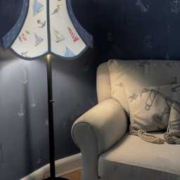 Nautical Anchor & Padstow Fabric Lampshade Handmade For Table & Floor Standard Lamps Bases, Ceiling Pendant Shades - thumbnail 2