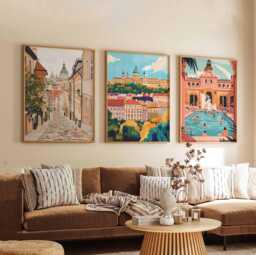 Set Of 3 Budapest Posters, Hungary Travel Wall Art Prints Set, European Cityscape Decor, Danube River Poster