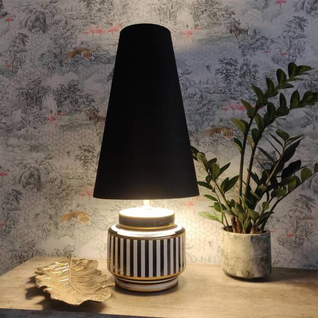 Black Extra Tall Cone Lampshade in Velvet, 50cm Height - image 1