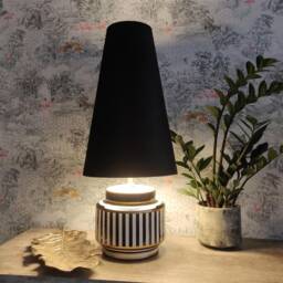 Black Extra Tall Cone Lampshade in Velvet, 50cm Height - thumbnail 1