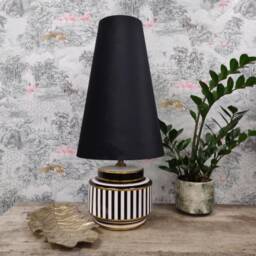 Black Extra Tall Cone Lampshade in Velvet, 50cm Height - thumbnail 2