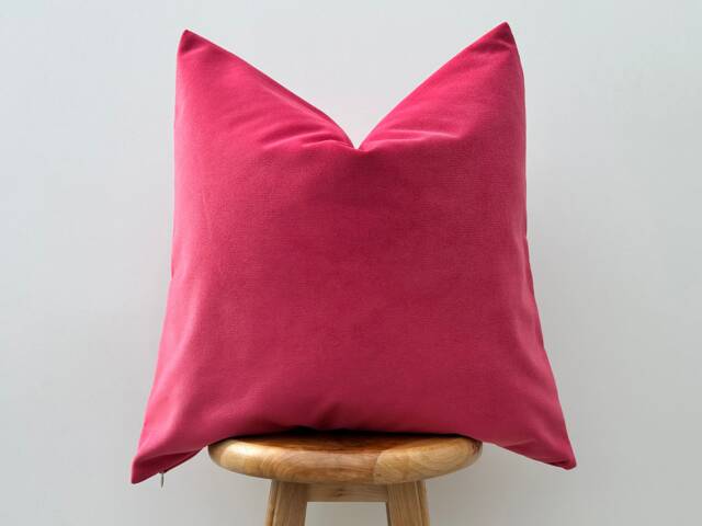 Hot Pink Velvet Pillow Cover Magenta Sofa Cushion, Custom Size - All Duties Paid Usa - image 1