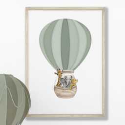Personalized Safari Nursery Prints Sage Green Rainbow Wall Art, Set Of 3 - thumbnail 3