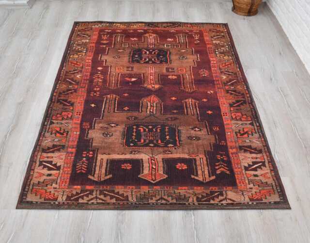 Traditional Rug 8x10, Persian 5x7, Turkish Red 6x9, Oriental Area Rug, Brown Vintage Style New Washable Carpet - Free Shipping - image 1