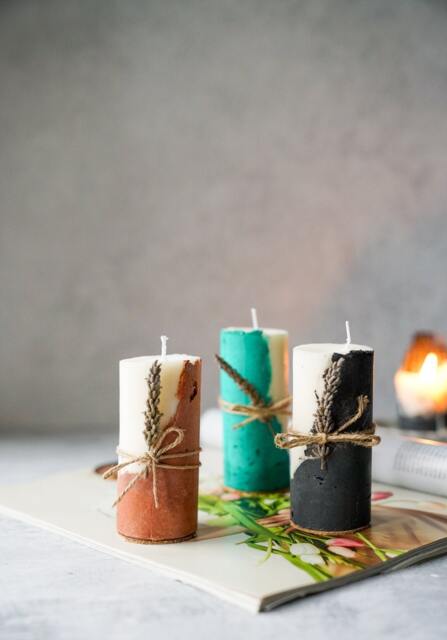 Concrete Soy Wax Candle Lavender Scented - Xmas Gift Natural Home Decor Housewarming - image 1