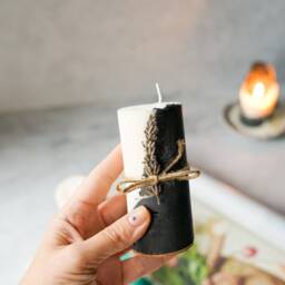 Concrete Soy Wax Candle Lavender Scented - Xmas Gift Natural Home Decor Housewarming - thumbnail 2