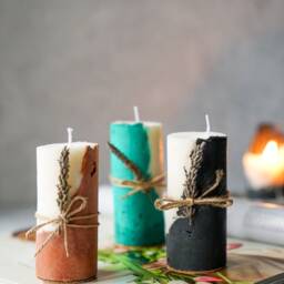 Concrete Soy Wax Candle Lavender Scented - Xmas Gift Natural Home Decor Housewarming - thumbnail 3