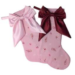 Personalized Candy Cane Christmas Stocking Handmade With Large Satin Bow, Calico Lined - thumbnail 4